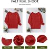 Zeagoo Womens Sweaters Cute Long Sleeve Off The Shoulder Pullover Tops Hollow Out Crochet Dressy Casual Outfits(A-red)