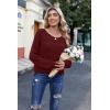 Zeagoo Womens Sweaters Cute Long Sleeve Off The Shoulder Pullover Tops Hollow Out Crochet Dressy Casual Outfits(A-wine Red)