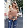 Zeagoo Womens Sweaters Cute Long Sleeve Off The Shoulder Pullover Tops Hollow Out Crochet Dressy Casual Outfits(Beige+pink+gray)