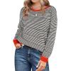 Zeagoo Womens Sweaters Cute Long Sleeve Off The Shoulder Pullover Tops Hollow Out Crochet Dressy Casual Outfits(Black Stripe)