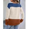 Zeagoo Womens Sweaters Cute Long Sleeve Off The Shoulder Pullover Tops Hollow Out Crochet Dressy Casual Outfits(Colorblock 458)