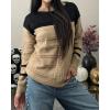 Zeagoo Womens Sweaters Cute Long Sleeve Off The Shoulder Pullover Tops Hollow Out Crochet Dressy Casual Outfits(Mocha Brown+black)