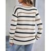 Zeagoo Womens Sweaters Cute Long Sleeve Off The Shoulder Pullover Tops Hollow Out Crochet Dressy Casual Outfits(Stripe 1)