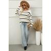 Zeagoo Womens Sweaters Cute Long Sleeve Off The Shoulder Pullover Tops Hollow Out Crochet Dressy Casual Outfits(Stripe 1)