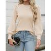 Zeagoo Womens Sweaters Fall 2026 Dressy Casual Long Sleeve Shirts Ribbed Knit Winter Outfits Puff Pullover Jumper Tops(A Apricot)