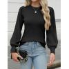 Zeagoo Womens Sweaters Fall 2026 Dressy Casual Long Sleeve Shirts Ribbed Knit Winter Outfits Puff Pullover Jumper Tops(A Black)