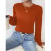Zeagoo Womens Sweaters Fall 2026 Dressy Casual Long Sleeve Shirts Ribbed Knit Winter Outfits Puff Pullover Jumper Tops(A Brickred)