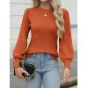 Zeagoo Womens Sweaters Fall 2026 Dressy Casual Long Sleeve Shirts Ribbed Knit Winter Outfits Puff Pullover Jumper Tops(A Brickred)