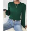 Zeagoo Womens Sweaters Fall 2026 Dressy Casual Long Sleeve Shirts Ribbed Knit Winter Outfits Puff Pullover Jumper Tops(A Green)