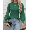 Zeagoo Womens Sweaters Fall 2026 Dressy Casual Long Sleeve Shirts Ribbed Knit Winter Outfits Puff Pullover Jumper Tops(A Green)