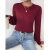 Zeagoo Womens Sweaters Fall 2026 Dressy Casual Long Sleeve Shirts Ribbed Knit Winter Outfits Puff Pullover Jumper Tops(A Red)