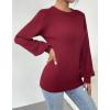Zeagoo Womens Sweaters Fall 2026 Dressy Casual Long Sleeve Shirts Ribbed Knit Winter Outfits Puff Pullover Jumper Tops(A Red)