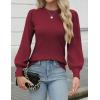 Zeagoo Womens Sweaters Fall 2026 Dressy Casual Long Sleeve Shirts Ribbed Knit Winter Outfits Puff Pullover Jumper Tops(A Red)