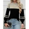 Zeagoo Womens Sweaters Fall 2026 Dressy Casual Long Sleeve Shirts Ribbed Knit Winter Outfits Puff Pullover Jumper Tops(B Apricot Black)