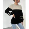 Zeagoo Womens Sweaters Fall 2026 Dressy Casual Long Sleeve Shirts Ribbed Knit Winter Outfits Puff Pullover Jumper Tops(B Apricot Black)