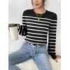 Zeagoo Womens Sweaters Fall 2026 Dressy Casual Long Sleeve Shirts Ribbed Knit Winter Outfits Puff Pullover Jumper Tops(B Black Stripe)