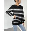 Zeagoo Womens Sweaters Fall 2026 Dressy Casual Long Sleeve Shirts Ribbed Knit Winter Outfits Puff Pullover Jumper Tops(B Black Stripe)