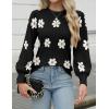 Zeagoo Womens Sweaters Fall 2026 Dressy Casual Long Sleeve Shirts Ribbed Knit Winter Outfits Puff Pullover Jumper Tops(B Floral Black)