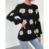 Zeagoo Womens Sweaters Fall 2026 Dressy Casual Long Sleeve Shirts Ribbed Knit Winter Outfits Puff Pullover Jumper Tops(B Floral Black)
