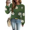 Zeagoo Womens Sweaters Fall 2026 Dressy Casual Long Sleeve Shirts Ribbed Knit Winter Outfits Puff Pullover Jumper Tops(B Floral Green)