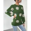 Zeagoo Womens Sweaters Fall 2026 Dressy Casual Long Sleeve Shirts Ribbed Knit Winter Outfits Puff Pullover Jumper Tops(B Floral Green)