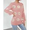 Zeagoo Womens Sweaters Fall 2026 Dressy Casual Long Sleeve Shirts Ribbed Knit Winter Outfits Puff Pullover Jumper Tops(B Floral Pink)