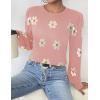 Zeagoo Womens Sweaters Fall 2026 Dressy Casual Long Sleeve Shirts Ribbed Knit Winter Outfits Puff Pullover Jumper Tops(B Floral Pink)