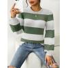 Zeagoo Womens Sweaters Fall 2026 Dressy Casual Long Sleeve Shirts Ribbed Knit Winter Outfits Puff Pullover Jumper Tops(B White Green)