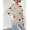 Zeagoo Womens Sweaters Fall 2026 Dressy Casual Long Sleeve Shirts Ribbed Knit Winter Outfits Puff Pullover Jumper Tops(Bowknot Apricot)