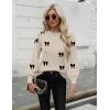 Zeagoo Womens Sweaters Fall 2026 Dressy Casual Long Sleeve Shirts Ribbed Knit Winter Outfits Puff Pullover Jumper Tops(Bowknot Apricot)