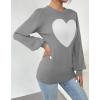 Zeagoo Womens Sweaters Fall 2026 Dressy Casual Long Sleeve Shirts Ribbed Knit Winter Outfits Puff Pullover Jumper Tops(C Grey White Heart)
