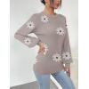 Zeagoo Womens Sweaters Fall 2026 Dressy Casual Long Sleeve Shirts Ribbed Knit Winter Outfits Puff Pullover Jumper Tops(Flower White)