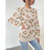 Zeagoo Womens Sweaters Fall 2026 Dressy Casual Long Sleeve Shirts Ribbed Knit Winter Outfits Puff Pullover Jumper Tops(Leopard Print)