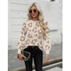 Zeagoo Womens Sweaters Fall 2026 Dressy Casual Long Sleeve Shirts Ribbed Knit Winter Outfits Puff Pullover Jumper Tops(Leopard Print)