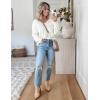 Zeagoo Womens Sweaters Fall Trendy Casual Long Sleeve Shirt Lightweight V Neck Off Shoulder Crochet Pullover Top Outfit(B-beige)