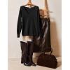 Zeagoo Womens Sweaters Fall Trendy Casual Long Sleeve Shirt Lightweight V Neck Off Shoulder Crochet Pullover Top Outfit(B-black)