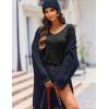 Zeagoo Womens Sweaters Fall Trendy Casual Long Sleeve Shirt Lightweight V Neck Off Shoulder Crochet Pullover Top Outfit(B-black)