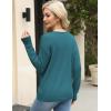 Zeagoo Womens Sweaters Fall Trendy Casual Long Sleeve Shirt Lightweight V Neck Off Shoulder Crochet Pullover Top Outfit(B-blue Green)