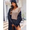 Zeagoo Womens Sweaters Fall Trendy Casual Long Sleeve Shirt Lightweight V Neck Off Shoulder Crochet Pullover Top Outfit(B-dark Apricot)