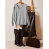 Zeagoo Womens Sweaters Fall Trendy Casual Long Sleeve Shirt Lightweight V Neck Off Shoulder Crochet Pullover Top Outfit(B-gray)