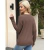 Zeagoo Womens Sweaters Fall Trendy Casual Long Sleeve Shirt Lightweight V Neck Off Shoulder Crochet Pullover Top Outfit(B-nutmeg)