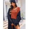 Zeagoo Womens Sweaters Fall Trendy Casual Long Sleeve Shirt Lightweight V Neck Off Shoulder Crochet Pullover Top Outfit(B-orange)
