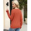 Zeagoo Womens Sweaters Fall Trendy Casual Long Sleeve Shirt Lightweight V Neck Off Shoulder Crochet Pullover Top Outfit(B-orange)