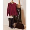 Zeagoo Womens Sweaters Fall Trendy Casual Long Sleeve Shirt Lightweight V Neck Off Shoulder Crochet Pullover Top Outfit(B-wine Red)