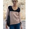 Zeagoo Womens Sweaters Fall Trendy Casual Long Sleeve Shirt Lightweight V Neck Off Shoulder Crochet Pullover Top Outfit(E-black Apricot)