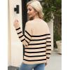 Zeagoo Womens Sweaters Fall Trendy Casual Long Sleeve Shirt Lightweight V Neck Off Shoulder Crochet Pullover Top Outfit(F-apricot Sriped)
