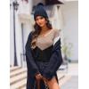 Zeagoo Womens Sweaters Fall Trendy Casual Long Sleeve Shirt Lightweight V Neck Off Shoulder Crochet Pullover Top Outfit(F-black White Apricot)