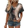 Zeagoo Womens Tops Summer Short Sleeve V Neck Shirts Casual Dressy Business Work Blouses Outfits 2026(Multicolor-cx278)