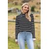 Zeagoo Womens Turtleneck Sweater Fall Fashion 2025 Long Sleeve Chunky Knitted Pullover Color Block Trendy Jumper Top(Black and White Stripes)