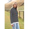 Zeagoo Womens Turtleneck Sweater Fall Fashion 2025 Long Sleeve Chunky Knitted Pullover Color Block Trendy Jumper Top(Black and White Stripes)